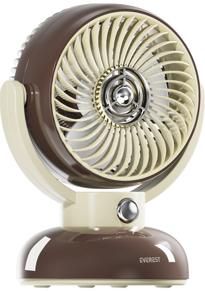 EFN12 Kahve 1200MAH 3 Hız Kademe LED Işıklı Retro Masaüstü USB Fan fiyatları