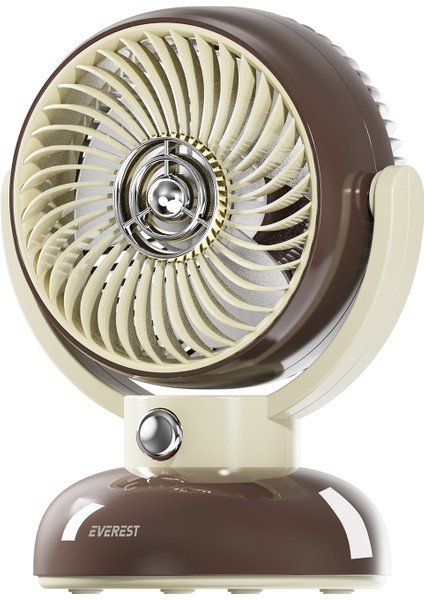 EFN12 Kahve 1200MAH 3 Hız Kademe LED Işıklı Retro Masaüstü USB Fan modelleri