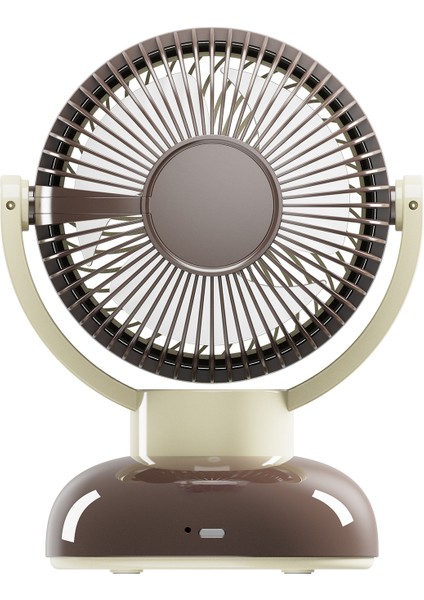 EFN12 Kahve 1200MAH 3 Hız Kademe LED Işıklı Retro Masaüstü USB Fan