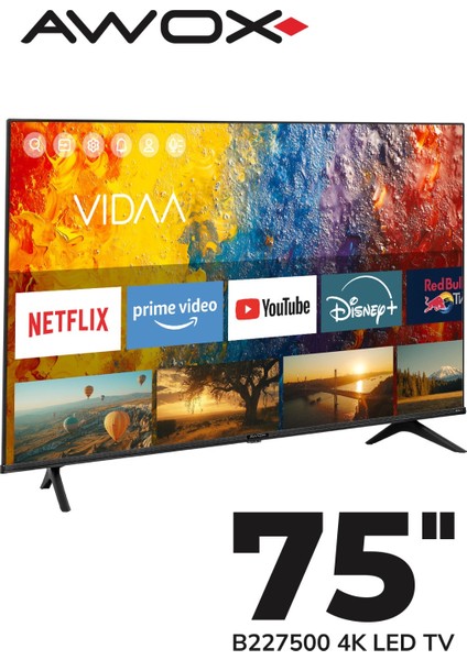 B227500 75" 190 Ekran Uydu Alıcılı 4K Ultra HD Smart VİDAA LED TV modelleri