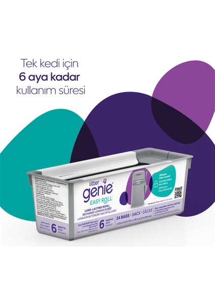 Easy Roll Kedi Kumu Çöp Kovası 6 Aylık Kullanım Yedek Poşeti – 1 Paket, 24’lü Rulo Maksimum Koku Kontrolü fiyatları