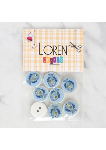 Loren Crafts 8'li Balık Düğme - 1160