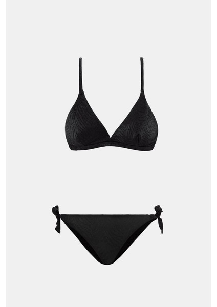 Bali Siyah Dolgusuz Pedli Üçgen Yandan Bağlamalı Bikini Takım