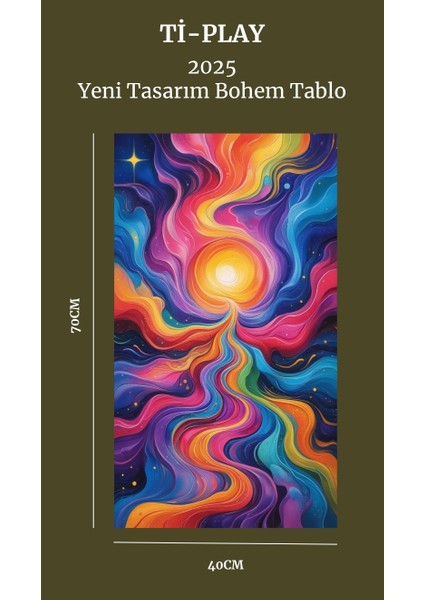 Bohem Tablo Aura Spiritüel, Canlı Renkler, Soyut Bohem Duvar Sanatı Çerçevesiz Tablo fiyatları