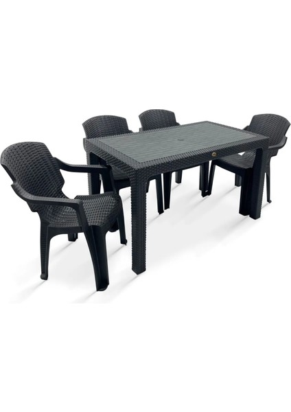 Zeugma 75X125 Raddan Desenli 4 Kişilik Masa Takımı Queen Koltuk Bahçe Teras Set fiyatları