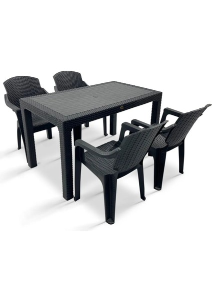 Zeugma 75X125 Raddan Desenli 4 Kişilik Masa Takımı Queen Koltuk Bahçe Teras Set modelleri