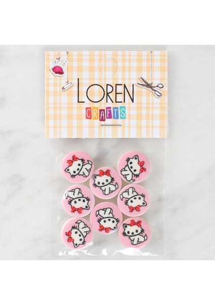 Loren Crafts 8'li Kedi Düğme - 1027