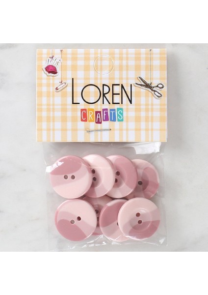Loren Crafts 8'li Düğme Pembe - 1123