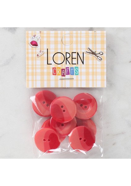 Loren Crafts 8'li Düğme Kırmızı - 1128