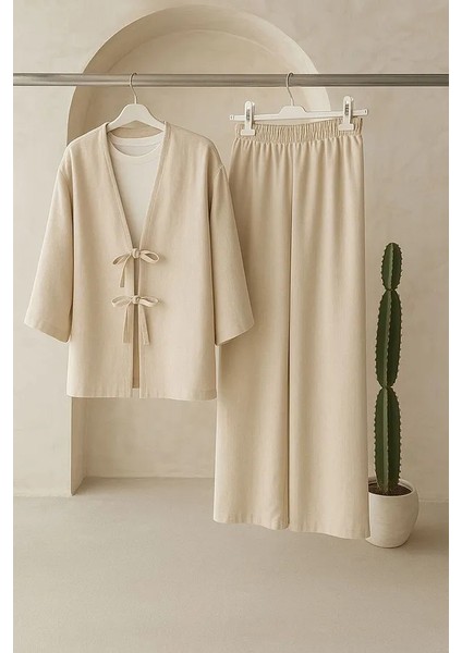 Kadın Giyim Önden Bağlamalı Tunik Pantolon Takım