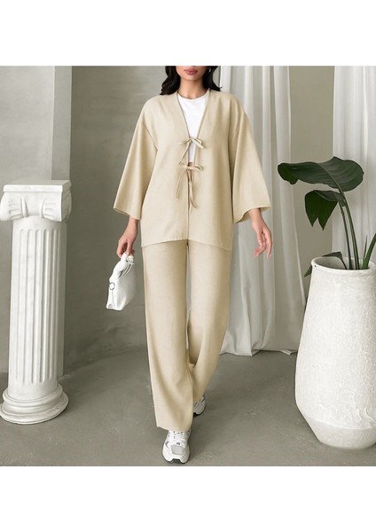 Kadın Giyim Önden Bağlamalı Tunik Pantolon Takım modelleri