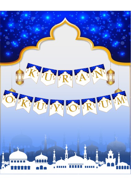 Kuran Okuyorum Mavi Temalı Uzar Yazı Banner