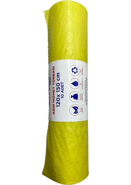 Endüstriyel Çöp Poşeti Hantal (120X150 ) Sarı 1000G 12 Rulo