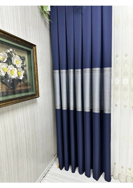 Nivemeshome Manavgat Lacivert FT632113 V-507 1/3 Sık Pileli Fon Perde Apm