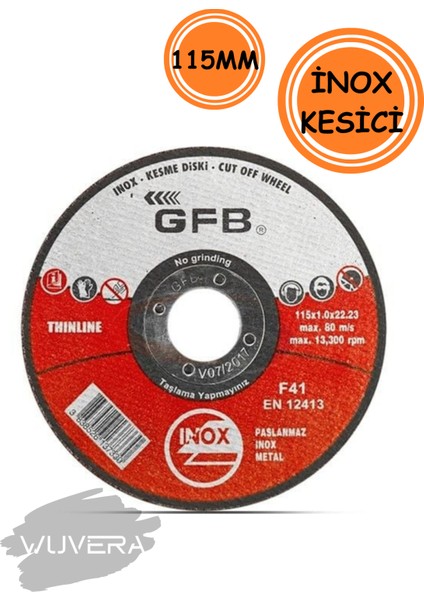 115 mm Inox Kesici – Metal ve Paslanmaz Çelik Için Güçlü Performans 1 Adet fiyatları