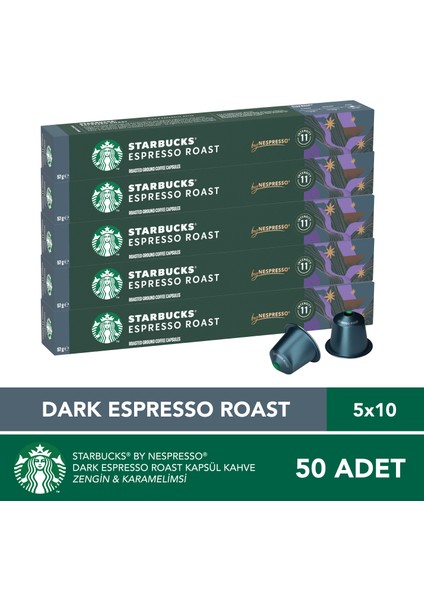 By Nespresso Dark Espresso Roast Kapsül Kahve 5 x 10 Adet