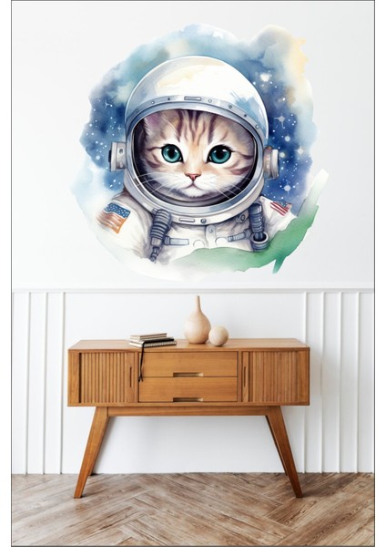 Astronot Kedi Bebek-Çocuk Odası Duvar Yapışkanlı Sticker Seti modelleri