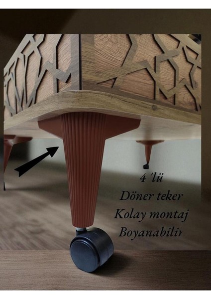 Tekerlekli Sehpa Masa Ayağı,akıllı Sehpa Ayağı, Sihirli Sehpa Ayağı Siyah 4 Adet 360 Derece 20 cm