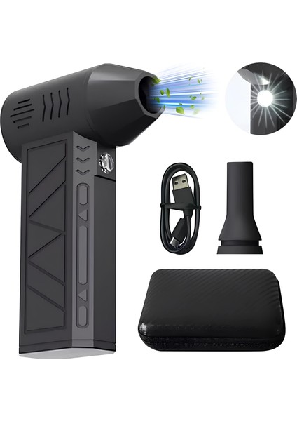 Mini Jet Fan Turbo Hızlı Fan 130000RPM Yüksek Hız Güç Üfleme Turbo Fan (Premium Karbon Fiber Taşıma Çantalı)