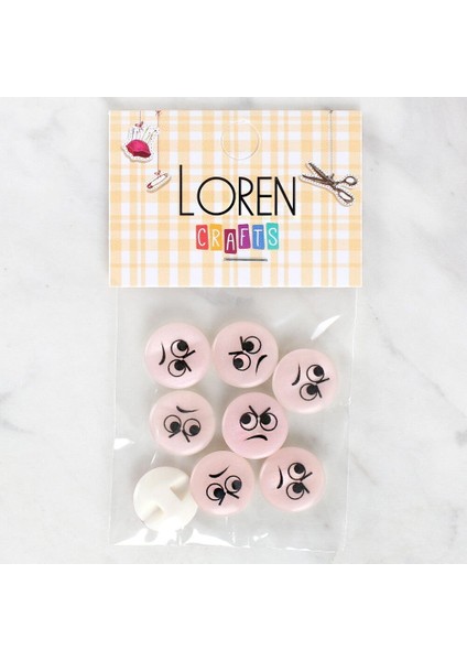 Loren Crafts 8'li Kızgın Yüz Düğme - 1021