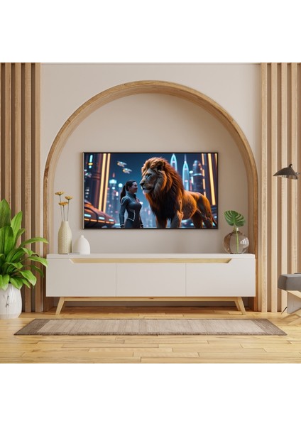 Hayvan Figürlü Kadın ve Aslanlı Pvc 60X90 cm Çerçevesiz Tablo 38