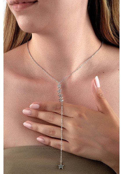 Gümüş Renkli Sıralı Yıldız Figürlü Y Kolye fiyatları