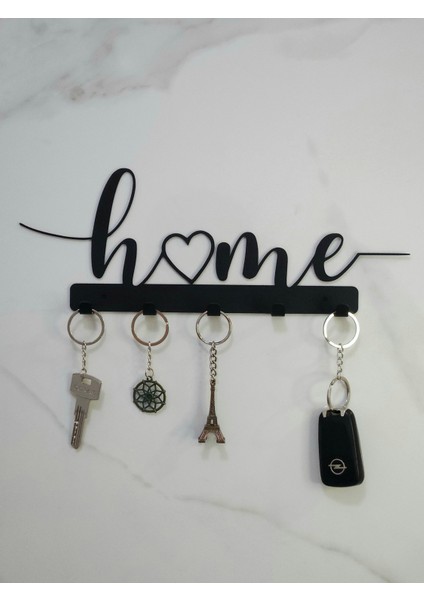 Metal Home Yazılı Şık Anahtarlık Dekoratif Anahtar Askısı 5 Kancalı fiyatları