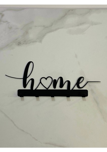 Metal Home Yazılı Şık Anahtarlık Dekoratif Anahtar Askısı 5 Kancalı fırsatları