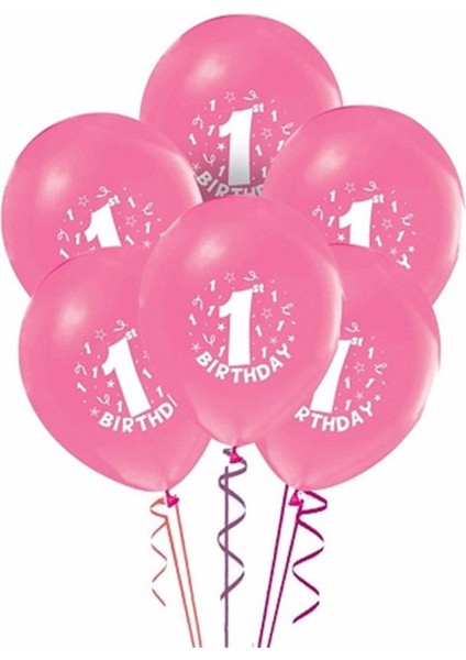 1 Yaş Baskılı Pembe Balon (100’LÜ)