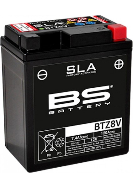 Bs Akü BTZ8V Sla (Kuru) 12V7AH MT25 NMAX125 155 PCX125 150 Cbr 1000RR Trıcıty 125 155 X-Max 2018 -