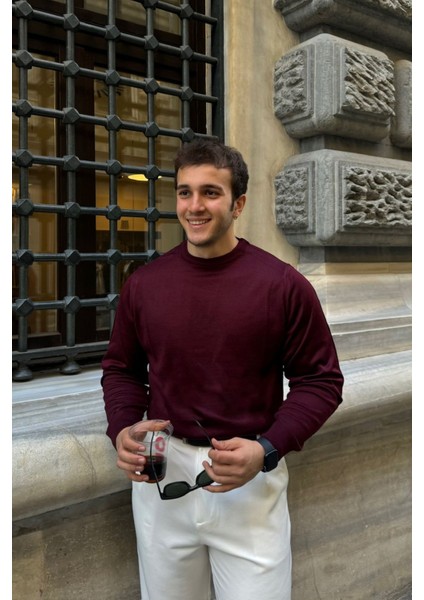 Erkek Standart Fit Normal Kesim Bisiklet Yaka Triko Kazak modelleri