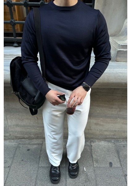 Erkek Standart Fit Normal Kesim Bisiklet Yaka Triko Kazak modelleri