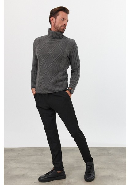 Erkek Saç Örgülü Baklava Desenli Tam Balıkçı Fitilli Kalın Triko Kazak modelleri