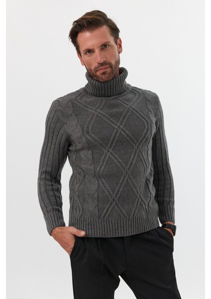 Erkek Saç Örgülü Baklava Desenli Tam Balıkçı Fitilli Kalın Triko Kazak indirimleri