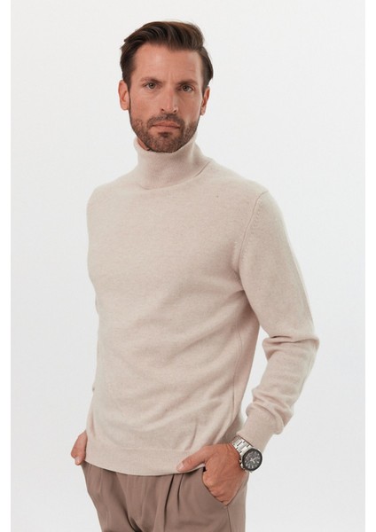 Erkek Yünlü Normal Kalıp Tam Balıkçı Yaka Triko Kazak