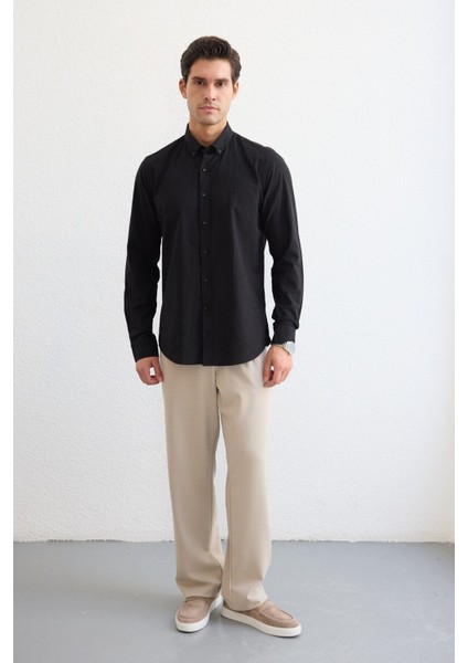 Turi Erkek Pamuk Gömlek Modern Slim Fit Keten Görünümlü Uzun Kol fiyatları