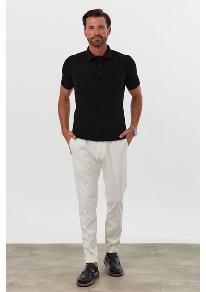 Erkek Polo Yaka Örgü Desenli Kısa Kollu Yazlık Triko Tişört fiyatları