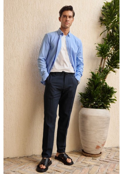 Turi Erkek Pamuk Gömlek Modern Slim Fit Keten Görünümlü Uzun Kol indirimleri