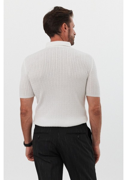 Erkek Polo Yaka Örgü Desenli Kısa Kollu Yazlık Triko Tişört indirimleri