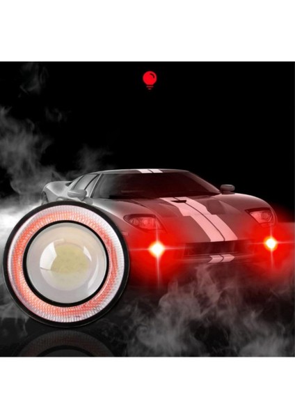 Kırmızı Angel LED Sis Lamba Far Seti Yuvarlak 89 mm Mercekli