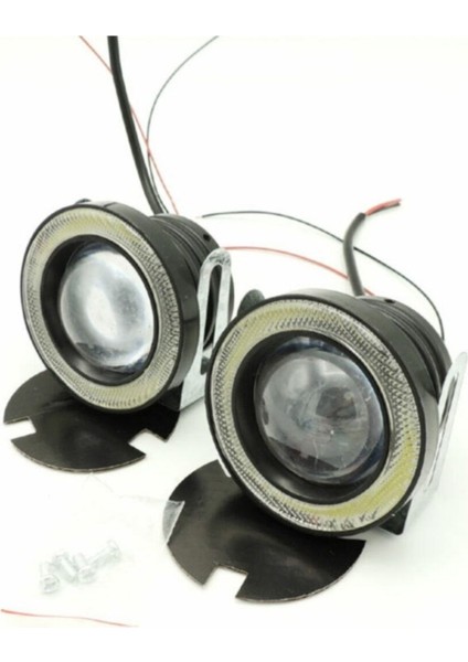 Kırmızı Angel LED Sis Lamba Far Seti Yuvarlak 89 mm Mercekli indirimleri