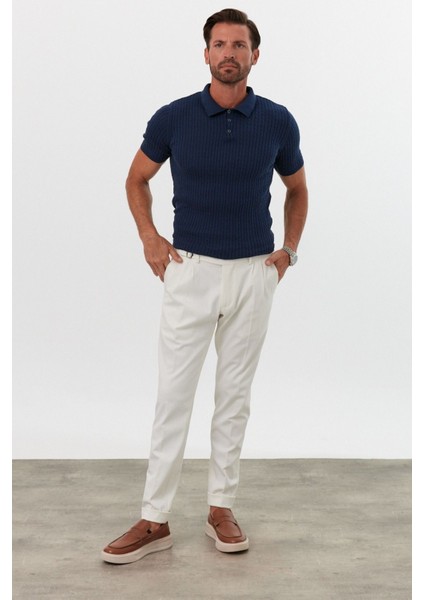 Erkek Polo Yaka Örgü Desenli Kısa Kollu Yazlık Triko Tişört indirimleri