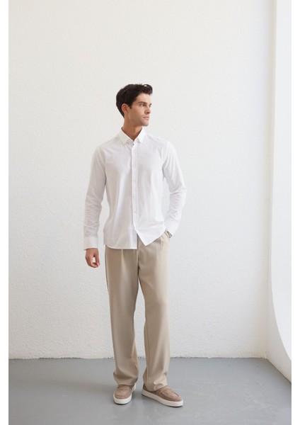 Turi Erkek Pamuk Gömlek Modern Slim Fit Keten Görünümlü Uzun Kol indirimleri