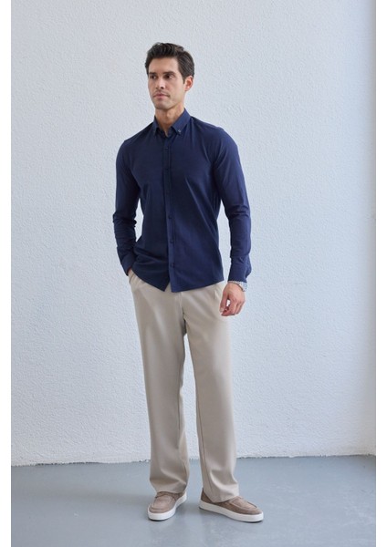 Turi Erkek Pamuk Gömlek Modern Slim Fit Keten Görünümlü Uzun Kol modelleri