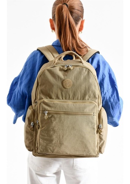 Bolsas 1094 Su Geçirmez Ithal Krinkıl Kumaş Laptop Bölmeli Okul ve Günlük Sırt Çantası Kum fiyatları