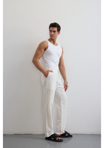 Dulan Erkek Baggy Fit Pantolon Keten Görünümlü %100 Pamuk Lastikli Bel fırsatları