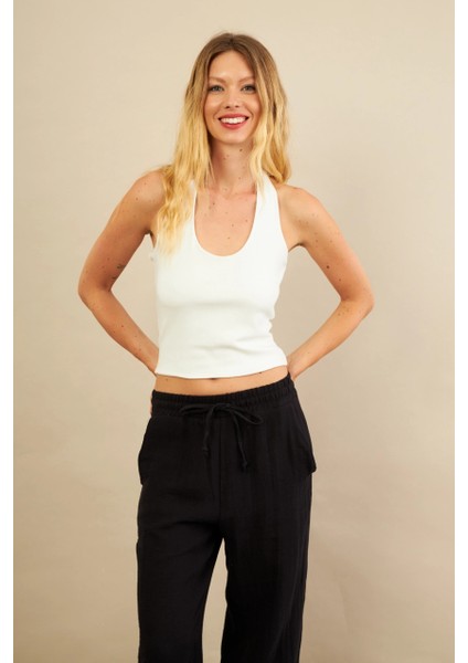 Kadın Ekru Sırtı Açık Bluz LPP1244-90 modelleri