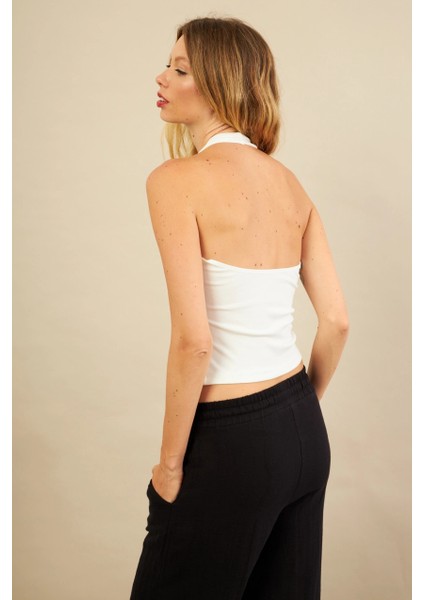 Kadın Ekru Sırtı Açık Bluz LPP1244-90 indirimleri