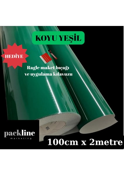 Marketing Koyu Yeşil Hava Kanallı Kendinden Yapışkanlı Folyo 100CM x 2metre