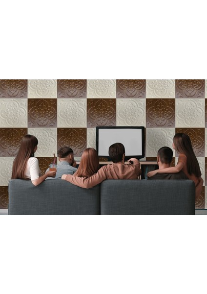 3 Boyutlu Duvar Paneli Kabartmalı Solo Desen Pvc 41X41 Cm/ 6 Adet /1 M² Teak